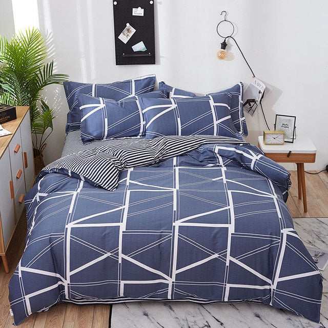 Duvet Cover Sets 3/4 piece 100% Cotton King Queen size bedding set