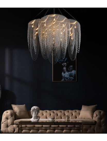 Modern LED Crystal Tassel Chandelier