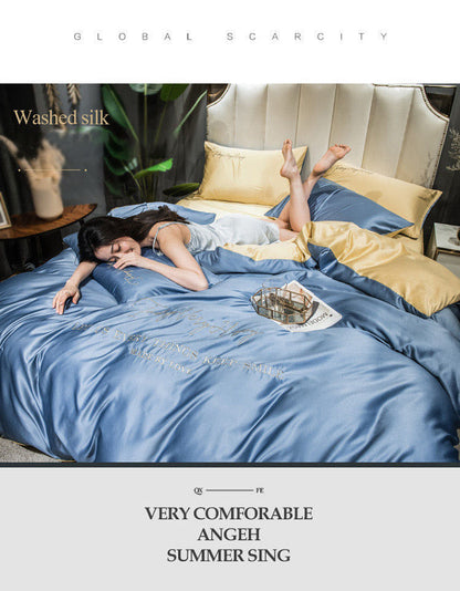 Washed silk bedding set comfortable bedding duvet cover set