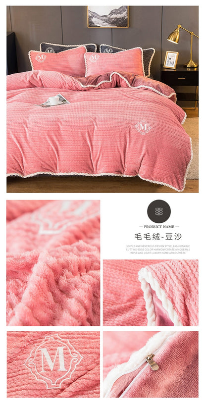 Duvet Cover Soft Warm Coral Fleece Duvet Cover