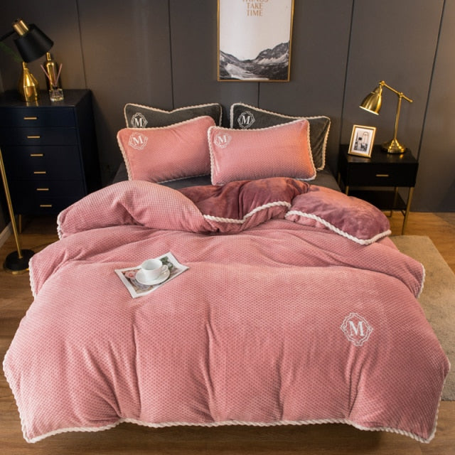 Duvet Cover Soft Warm Coral Fleece Duvet Cover