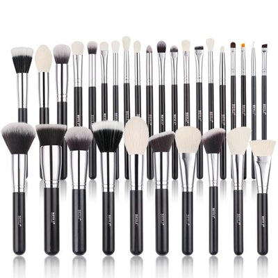 Makeup brushes set Natural goat hair - Black