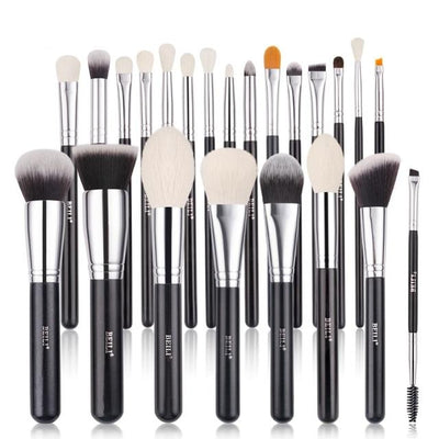 Makeup brushes set Natural goat hair - Black