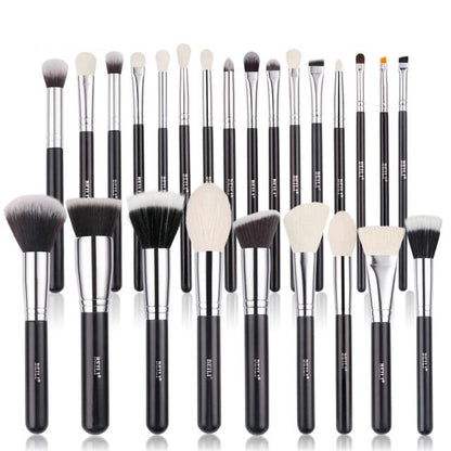 Makeup brushes set Natural goat hair - Black