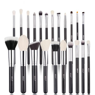Makeup brushes set Natural goat hair - Black
