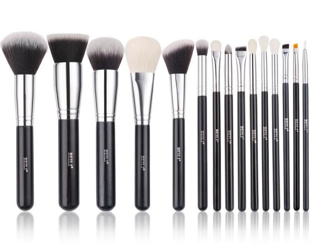 Makeup brushes set Natural goat hair - Black