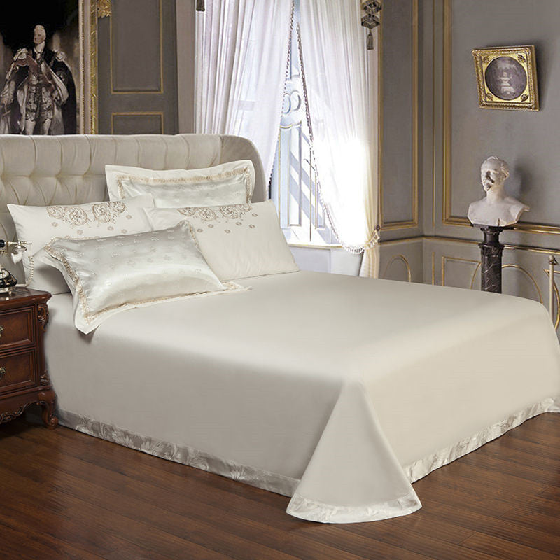 Luxury Silk Satin Duvet Cover Set with Beautiful Embroidery 4-6 Piece Sets