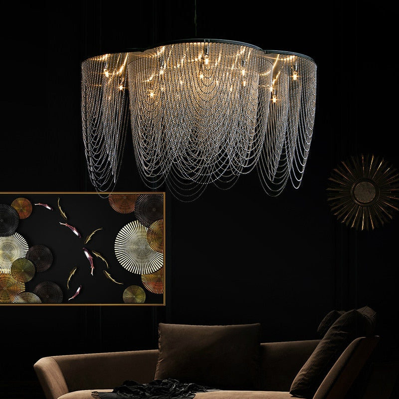 Modern LED Crystal Tassel Chandelier