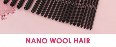 Makeup brushes set Natural goat hair - Black