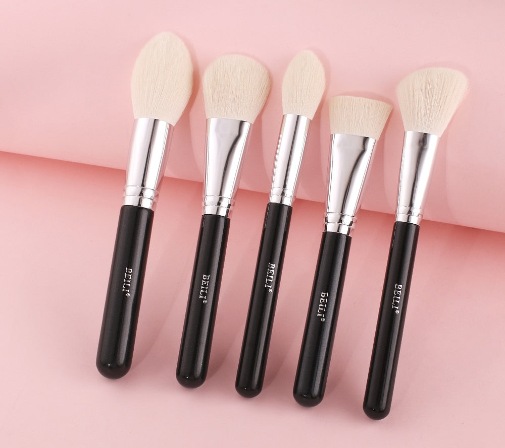 Makeup brushes set Natural goat hair - Black