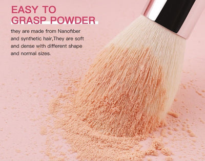 Makeup brushes set Natural goat hair - Black