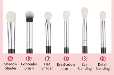 Makeup brushes set Natural goat hair - Black