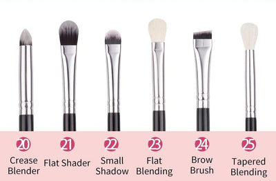 Makeup brushes set Natural goat hair - Black