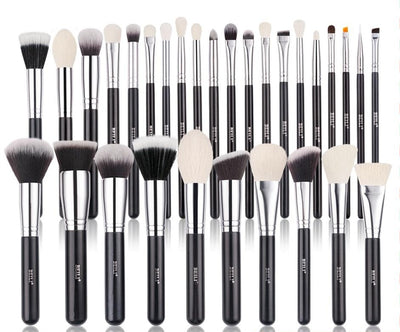 Makeup brushes set Natural goat hair - Black