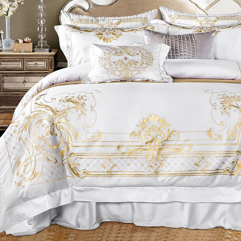 White and Gold Colour Luxury Duvet Cover Bed set