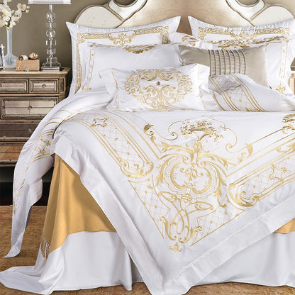 White and Gold Colour Luxury Duvet Cover Bed set